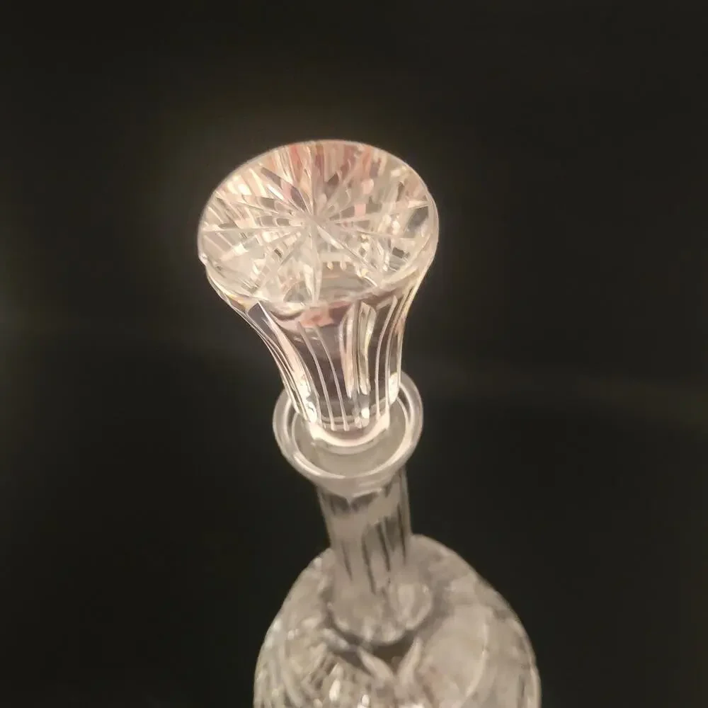 Vintage Rare Glass Crystal Decanter Carafe with stopper Floral Cut Bohemian